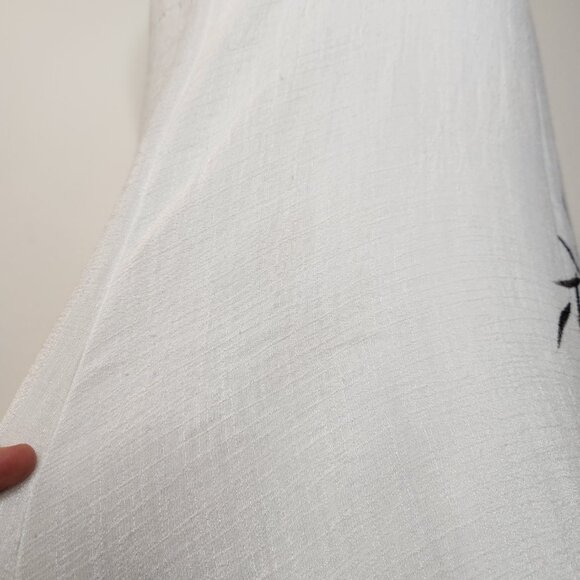 Oriental Womens Painted Small White Midi Tank Dress Loose Fit - Picture 5 of 12